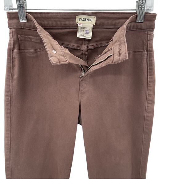 L’AGENCE MARGOT SKINNY HIGH RISE SKINNY PANTS JEANS IN PINE BARK BROWN SIZE 27 - Picture 4 of 9